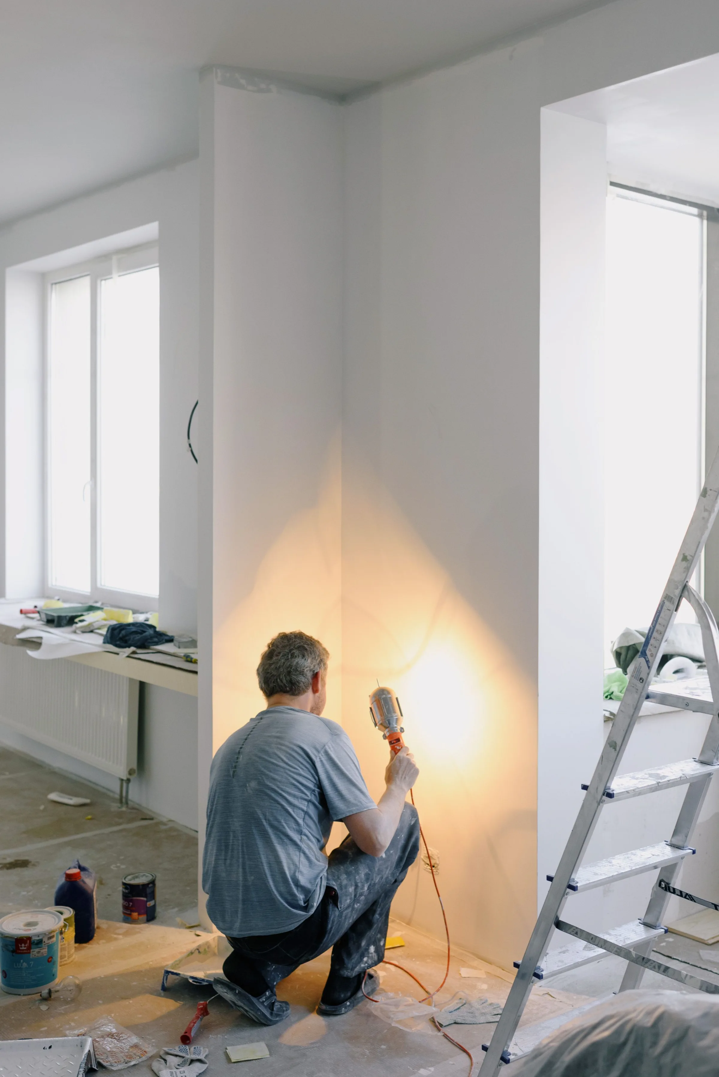 Temporary illustrative image of residential renovation lighting work