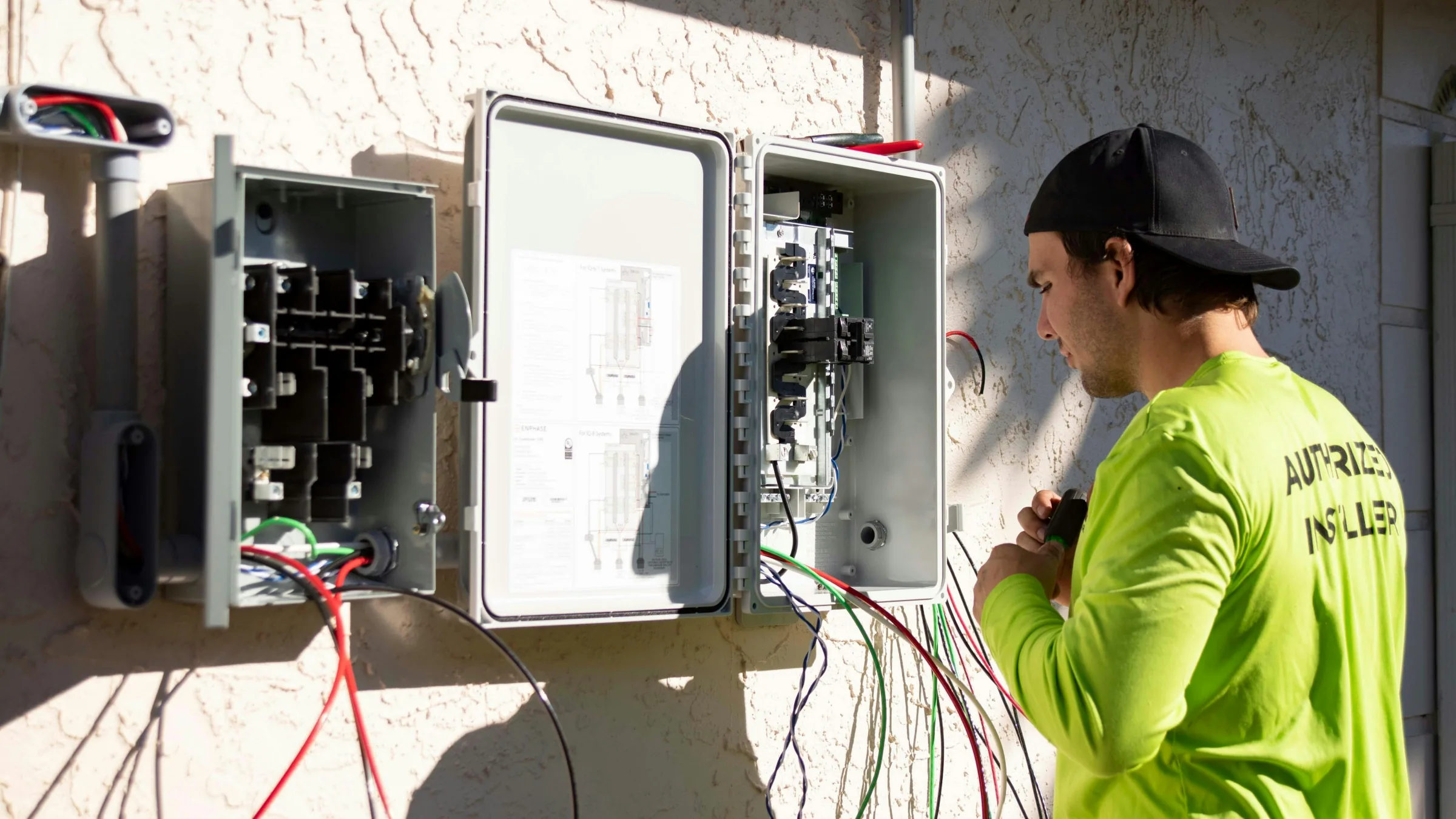 Temporary illustrative image of exterior residential electrical boxes